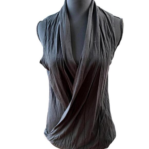 Revolve Lanston NWT Slinky Sleeveless Wrap Blouse-Size Small-Black - Picture 10 of 11